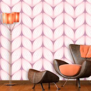Sablio Tapeta Bledě růžové pletení - 336x220 cm