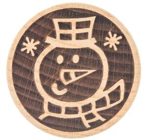 Orion Dřevěné razítko na těsto / motiv sněhulák / Ø 5,5 cm / bukové dřevo