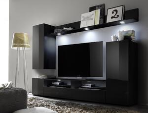 LIONE 1 moderní obývací sestava, černá/černý lesk