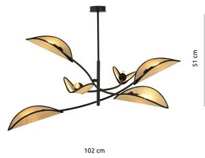 Lustr na tyči LOTUS 6xE14/10W/230V černá/béžová