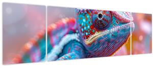 Obraz - Zbarvený chameleon (170x50 cm)