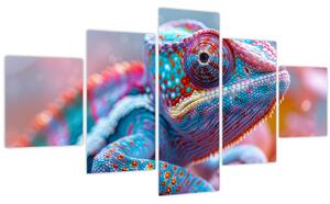 Obraz - Zbarvený chameleon (125x70 cm)