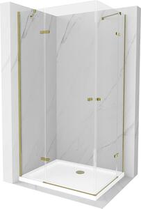 Mexen Roma Duo, sprchový kout 90 (dveře) x 80 (dveře) cm, 6mm čiré sklo, zlatý profil + sprchová vanička, 854-090-080-50-02-4010G