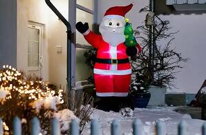 German LED nafukovací vánoční dekorace Santa Claus / 12 W / výška 245 cm / venkovní i vnitřní / studená bílá