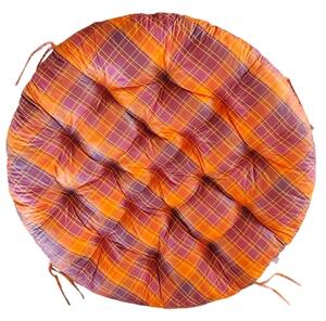 Posltr na křeslo papasan 110 cm - oranžovočervená kostka