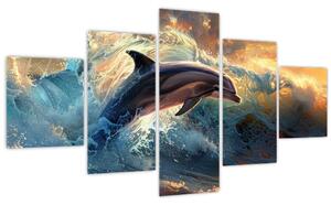 Obraz - Delfín, ilustrace (125x70 cm)