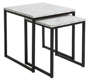 AROZ SET konferenční stolek LAW/40+LAW/50, mramor carrara bílý/černá
