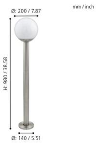 Eglo 33566 - LED Stmívatelná venkovní lampa NISIA-C 1xE27/9W/230V 980 mm IP44