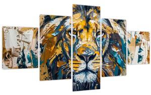 Obraz - Abstraktní olejomalba se lvem (125x70 cm)