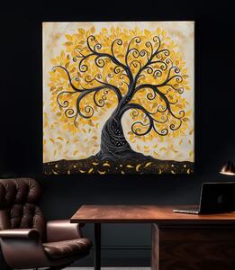 Obraz na plátně - Strom života Zlatavé lístky FeelHappy.cz Velikost obrazu: 40 x 40 cm