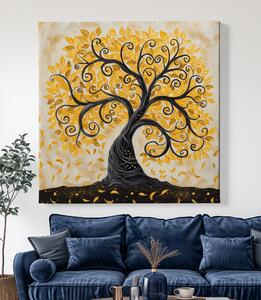 Obraz na plátně - Strom života Zlatavé lístky FeelHappy.cz Velikost obrazu: 40 x 40 cm