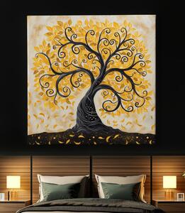 Obraz na plátně - Strom života Zlatavé lístky FeelHappy.cz Velikost obrazu: 60 x 60 cm