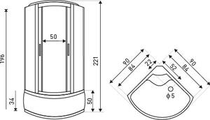 Novoterm Hydromasážní box NV-Srime 90x90