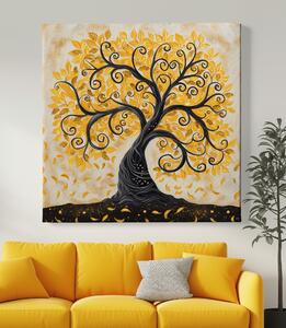 Obraz na plátně - Strom života Zlatavé lístky FeelHappy.cz Velikost obrazu: 60 x 60 cm