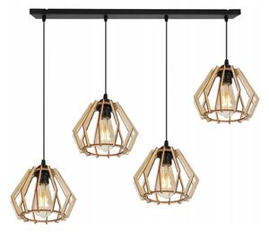 Light for home - Moderní svítidlo s dřevěnými stínidly v skandinávském stylu TIMBER 91444, 4x60W, E27, Černá
