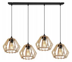 Light for home - Moderní svítidlo s dřevěnými stínidly v skandinávském stylu TIMBER 91444, 4x60W, E27, Černá
