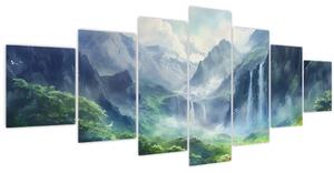 Obraz - Údolí vodopádů (210x100 cm)