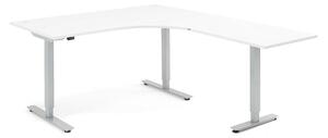 AJ Produkty Výškově nastavitelný stůl FLEXUS, rohový, 1600x2000 mm, bílá