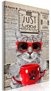 Obraz - Kočka s kávou 40x60
