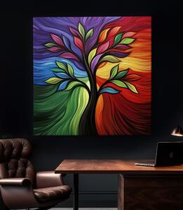 Obraz na plátně - Strom života Strohé listy FeelHappy.cz Velikost obrazu: 40 x 40 cm