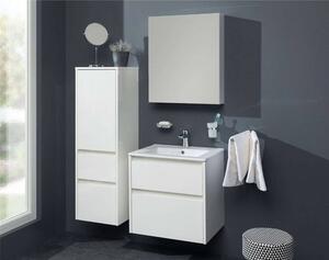 Mereo, Opto, koupelnová skříňka s keramickým umyvadlem 61 cm, bílá, dub, bílá/dub, černá, CN920