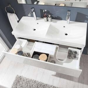 Mereo, Aira, koupelnová skříňka s keramickým umyvadlem 121 cm, bílá, dub, šedá, CN723