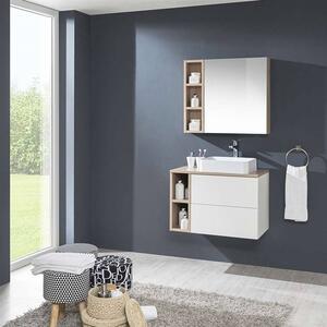 Mereo, Aira, koupelnová skříňka 81 cm, bílá, dub, šedá, CN711S