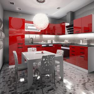 Kuchyňská linka Belini Premium Full Version 520 cm červený lesk s pracovní deskou JULIE