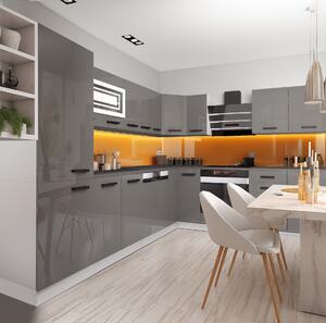 Kuchyňská linka Belini Premium Full Version 520 cm šedý lesk s pracovní deskou JULIE