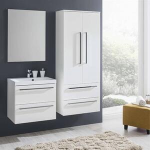 Mereo, Bino, koupelnová skříňka s umyvadlem z litého mramoru 61 cm, bílá, dub, CN660M