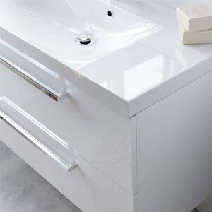 Mereo, Bino, koupelnová skříňka vysoká 163 cm, levé otevírání, bílá, bílá/dub, CN667