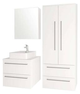 Mereo, Bino, koupelnová skříňka vysoká, dvojitá 163 cm, bílá, bíla/dub, CN669