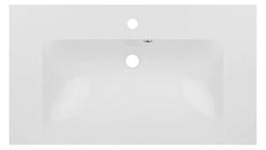 Mereo, Aira, koupelnová skříňka s umyvadlem z litého mramoru 81 cm, bílá, dub, šedá, CN751M