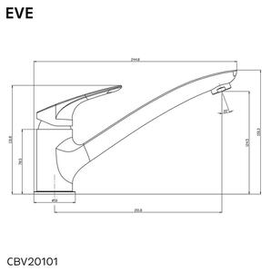 Mereo, Dřezová stojánková baterie, Eve, s plochým ramínkem 210 mm, chrom, CBV20101