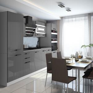 Kuchyňská linka Belini Premium Full Version 300 cm šedý lesk s pracovní deskou MILA