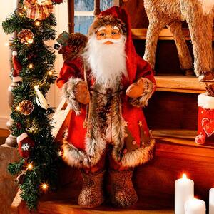 Dům Vánoc Vánoční dekorace Santa v dlouhém červeném kabátu 60 cm