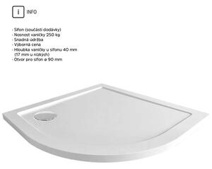 Mereo, Čtvrtkruhová sprchová vanička R550, 90x90x4 cm, SMC, bílá, včetně sifonu, CV01NS