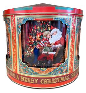 Dům Vánoc Velká plechová dóza s hrací skříňkou Santa