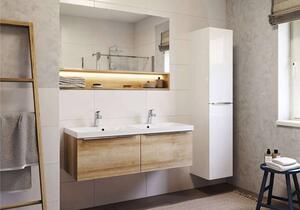 Mereo, Mailo, koupelnová skříňka s keramickým umyvadlem 81 cm, bílá, dub, antracit, CN536