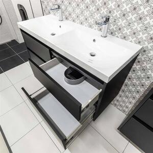 Mereo, Mailo, koupelnová skříňka s keramickým umyvadlem 61 cm, bílá, dub, antracit, CN510