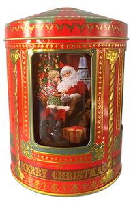 Dům Vánoc Plechová dóza s hrací skříňkou Santa