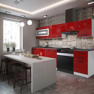 Kuchyňská linka Belini Premium Full Version 240 cm červený lesk s pracovní deskou LILY