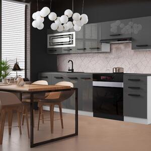 Kuchyňská linka Belini Premium Full Version 240 cm šedý lesk s pracovní deskou LILY