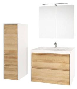 Mereo, Opto, koupelnová skříňka 121 cm, bílá, dub, bílá/dub, černá, CN913S