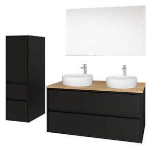 Mereo, Opto, koupelnová skříňka s keramickým umyvadlem 101 cm, bílá, dub, bílá/dub, černá, CN922