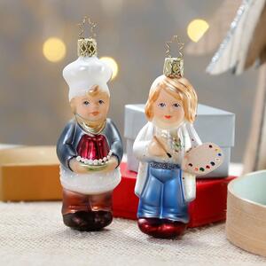 Dům Vánoc Sběratelská skleněná ozdoba na stromeček Pečeme dort