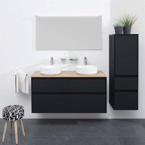 Mereo, Opto, koupelnová skříňka vysoká 125 cm, levé otevírání, bílá, dub, bílá/dub, černá, CN914L