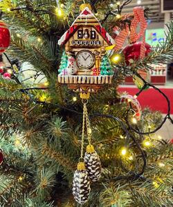 Dům Vánoc Sběratelská skleněná ozdoba na stromeček Staré hodiny