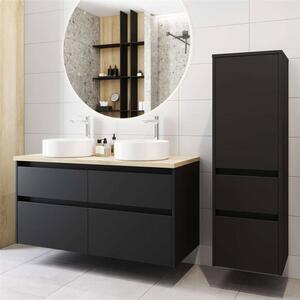 Mereo, Opto, koupelnová skříňka s keramickým umyvadlem 121 cm, bílá, dub, bílá/dub, černá, CN913