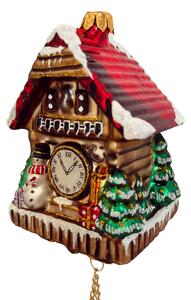 Dům Vánoc Sběratelská skleněná ozdoba na stromeček Staré hodiny